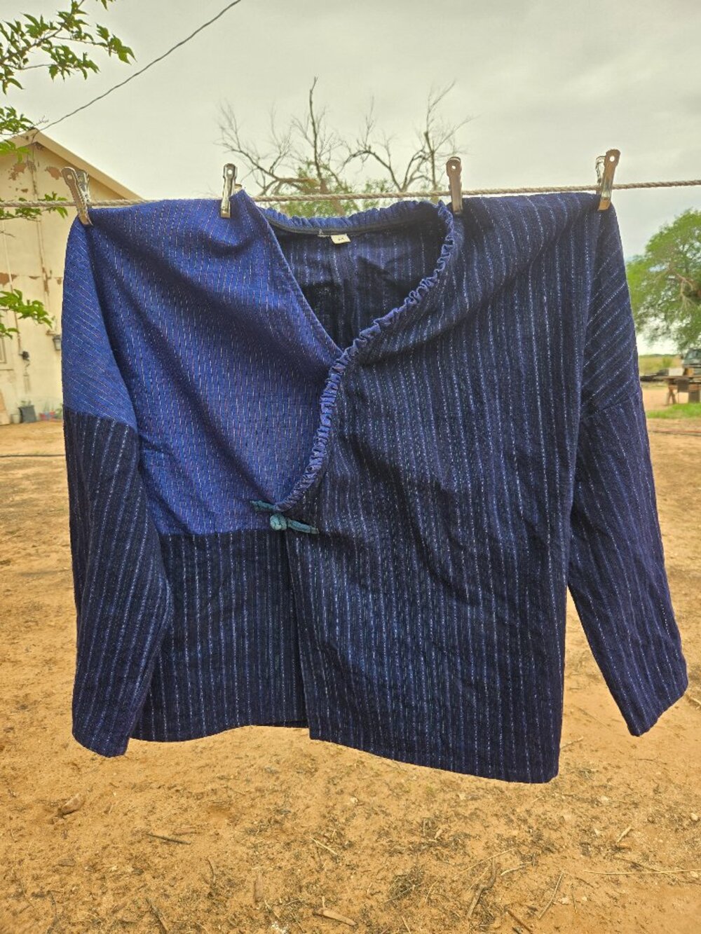 High-quality Japanese sashiko indigo-dyed cotton garment